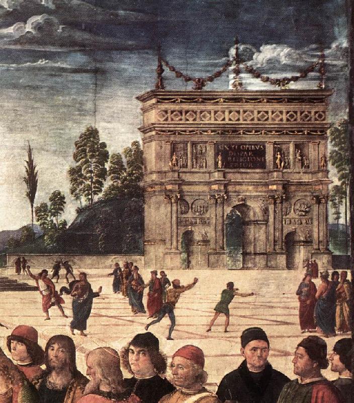 PERUGINO, Pietro Christ Handing the Keys to St. Peter (detail) as